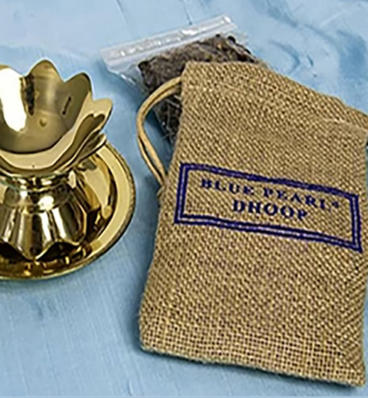 Blue Pearl Dhoop Burner Brass Set